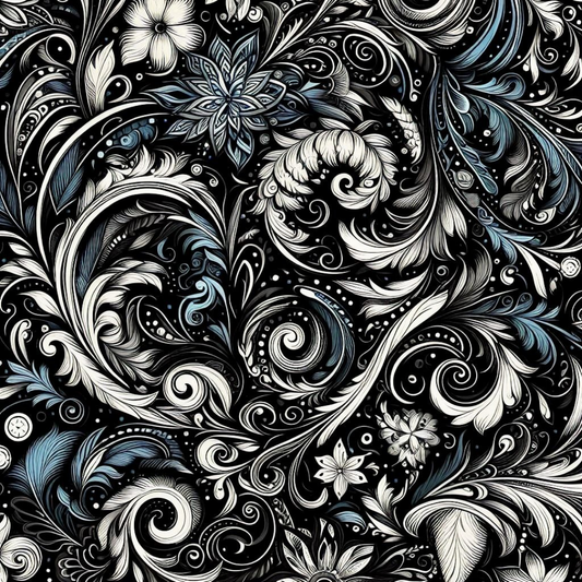 Black Floral Damask Pattern Full Wrap Edition Lighter | Gift Craft