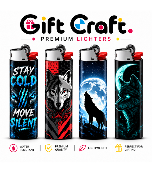 WOLF Lighter Pack | 4-Piece Art Set | Gift Craft BD