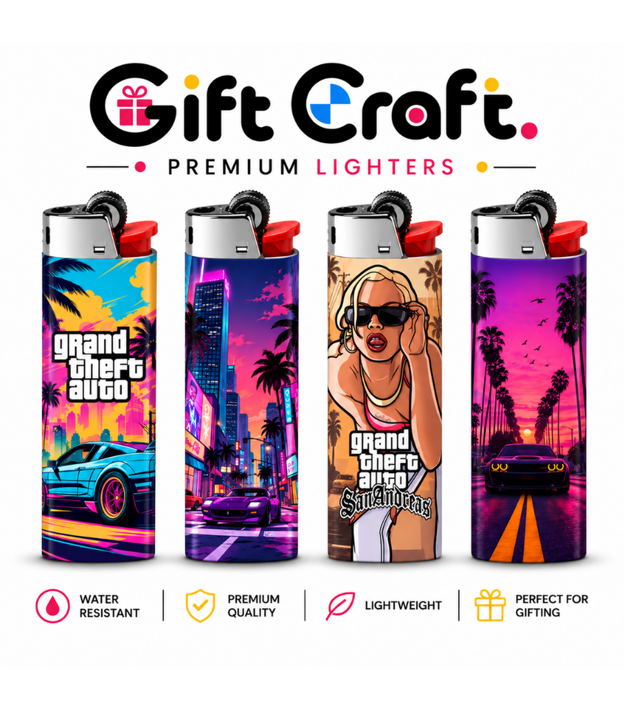 Grand Theft Auto (GTA) Lighter Pack | 4-Piece Art Set | Gift Craft BD