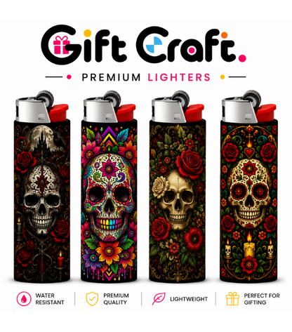 Mexican Skull Lighter Pack | 4-Piece Skull Set | Gift Craft BD