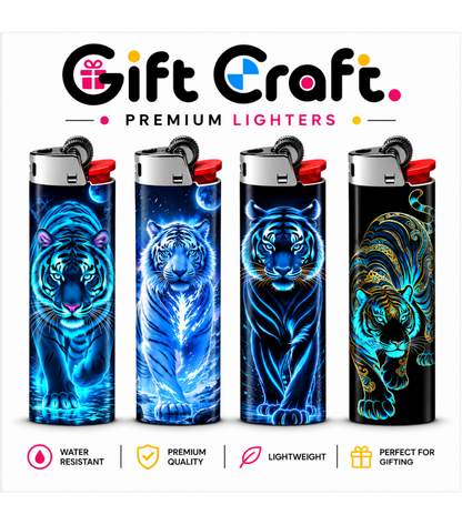 Neon Tiger Pack Lighter Pack | 4-Piece Art Set | Gift Craft BD