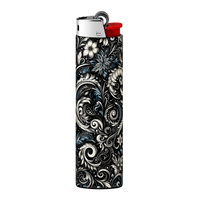 Black Floral Damask Pattern Full Wrap Edition Lighter | Gift Craft