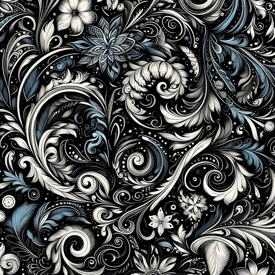 Black Floral Damask Pattern Full Wrap Edition Lighter | Gift Craft