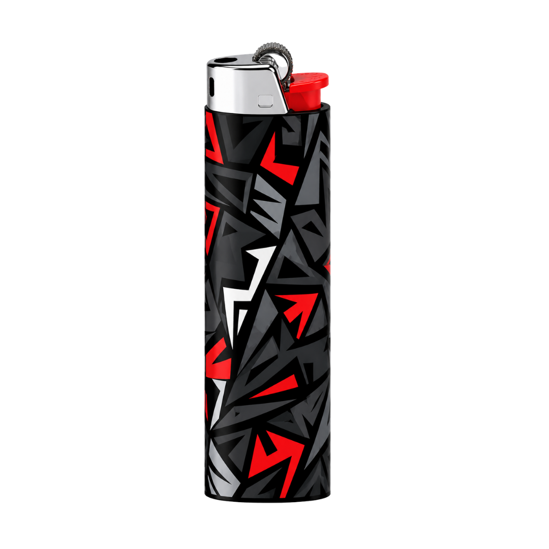 Black Red Gray Geometric Full Wrap Edition Lighter | Gift Craft