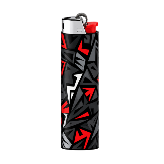 Black Red Gray Geometric Full Wrap Edition Lighter | Gift Craft