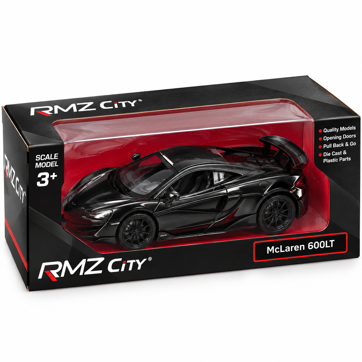 McLaren 600LT 1:24 Scale Model Car – Glossy Black Edition