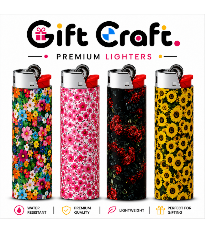 Floral Lighter Pack | 4-Piece Art Set | Gift Craft BD
