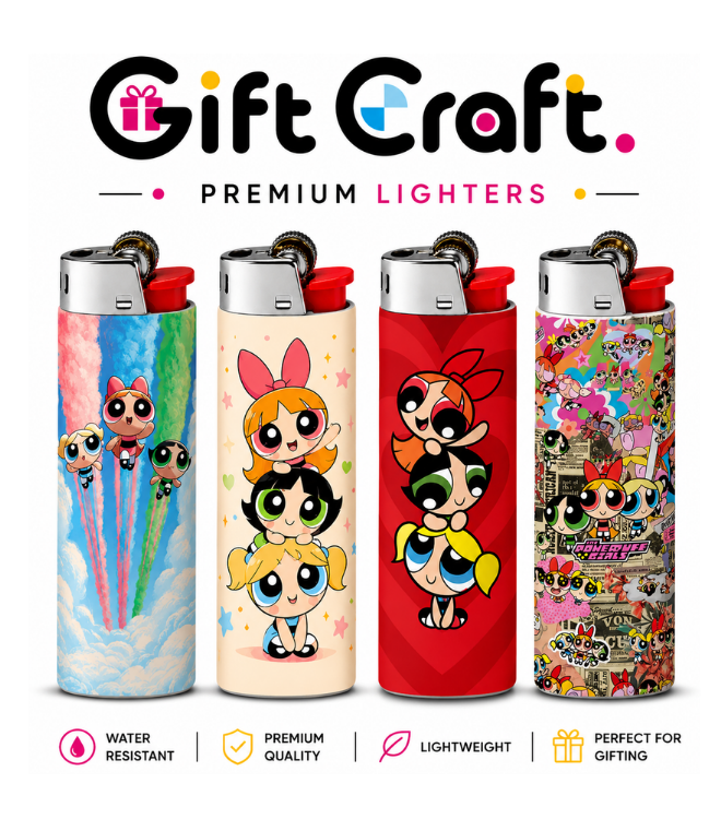 Powerpuff Girls Lighter Pack | 4-Piece Cartoon Set | Gift Craft BD
