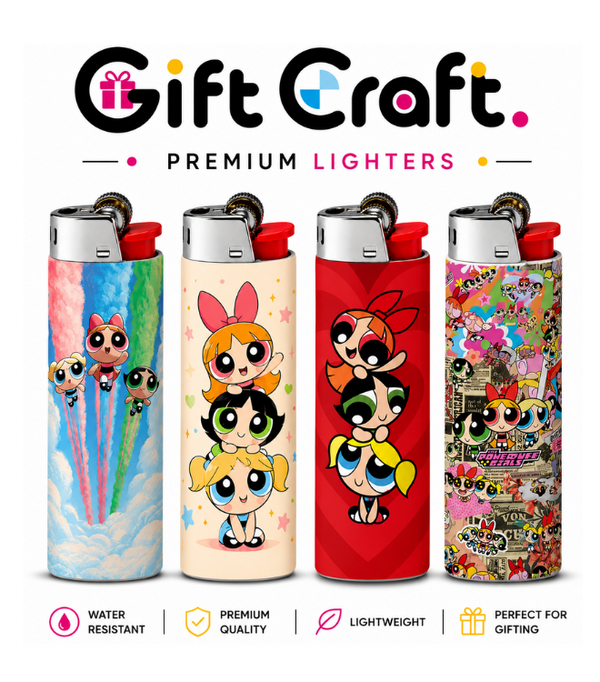 Powerpuff Girls Lighter Pack | 4-Piece Cartoon Set | Gift Craft BD
